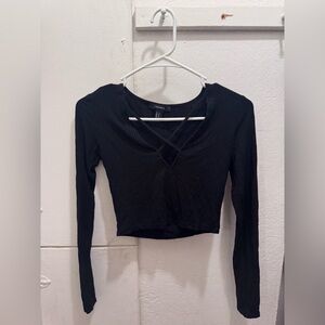 Forever 21 Black Ribbed Crop Top
